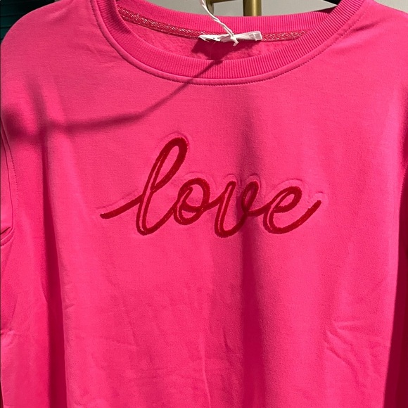 Pink 'Love' Embroider detail sweater NWT Jane + Delancey - Picture 4 of 6